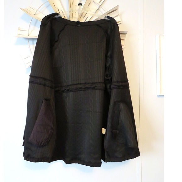 Black Cable Knit Hooded Zip-Up Sweater Coat by Shein Curve Women's 2X - Picture 15 of 15